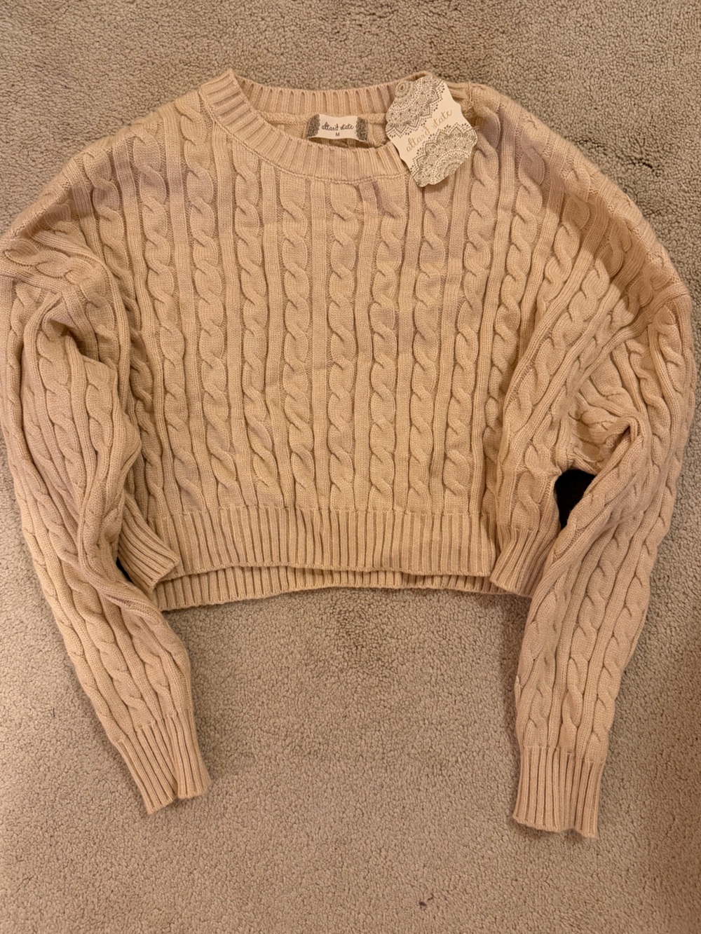 Altar'd State Cream Cable Knit Sweater